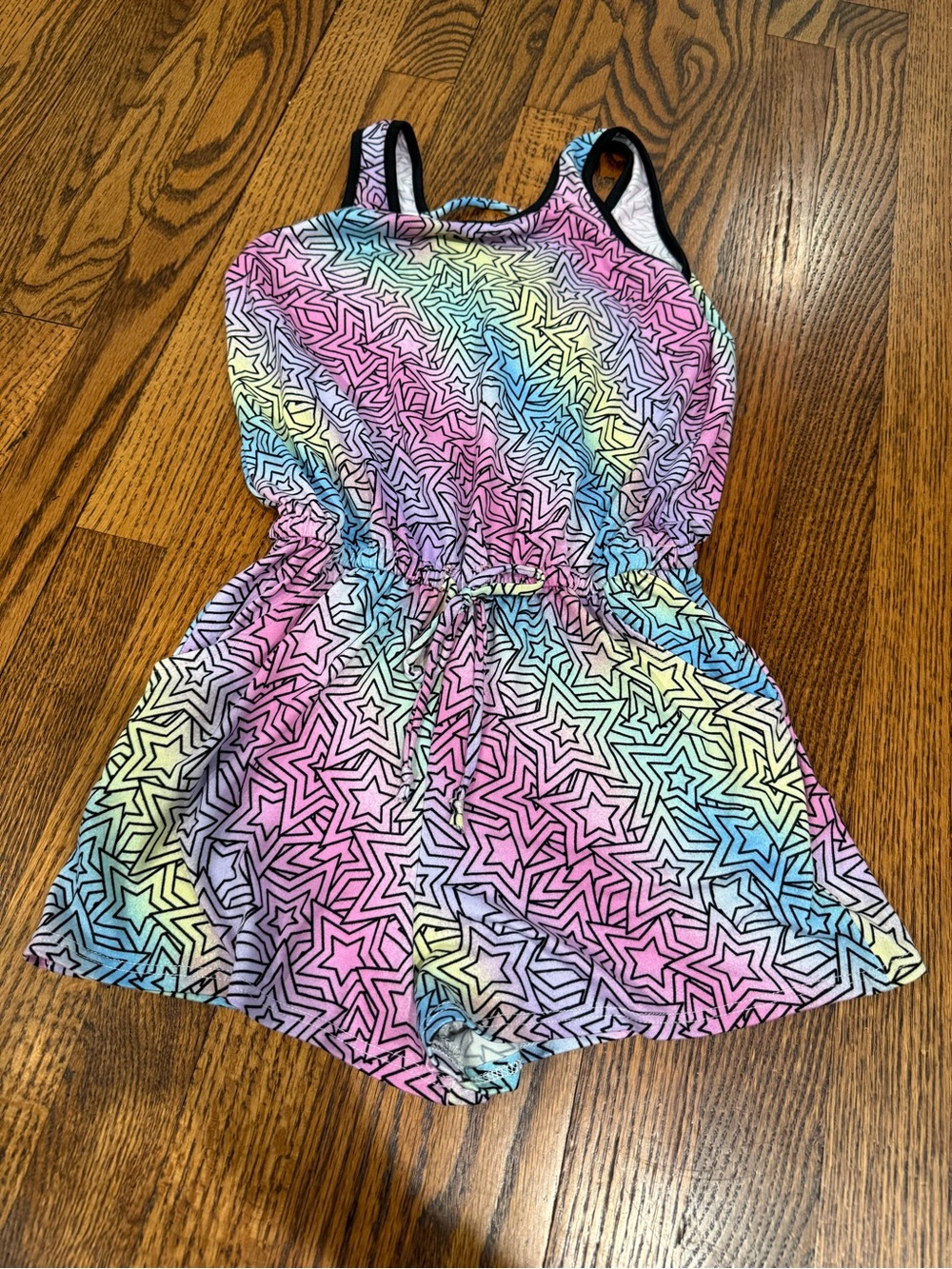 Girls' Multicolor Star-Print Romper with Drawstring